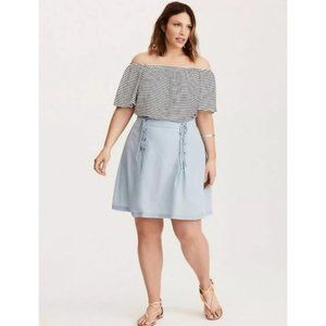 TORRID Mock Denim Chambray Tencel Midi Skirt Sz 10